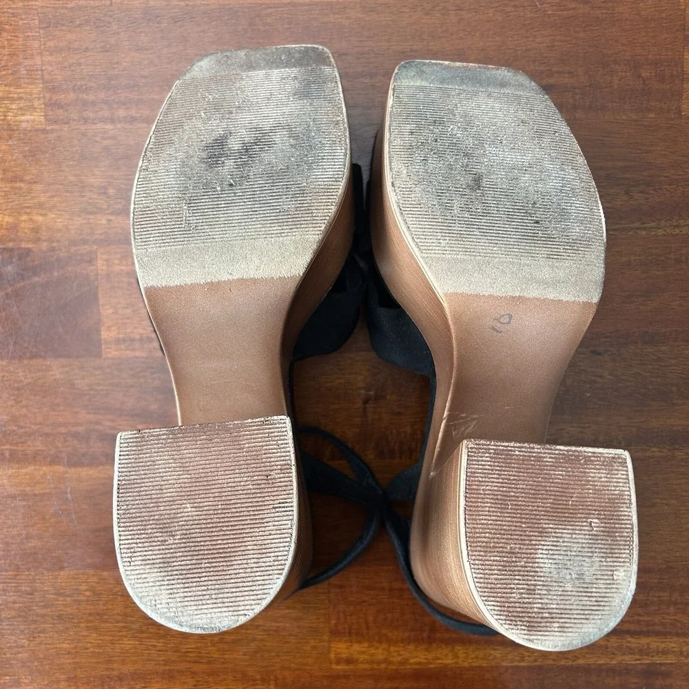 Cool Planet by Steve Madden Jilly black retro platform ankle strap sandals 8.5